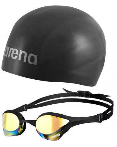 Комплект очки для плавания Arena Cobra Ultra Mirror + шапочка для плавания Arena 3D Ultra