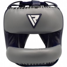 Боксерский шлем с бампером RDX Leather Pro Blue (402650)