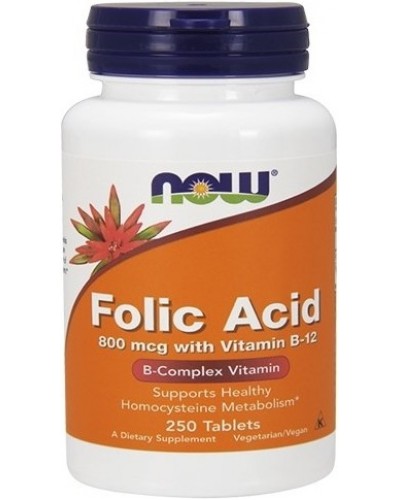 Фолиевая кислота Now Folic Acid 800 мкг с витамином B-12, 250 таб (811681)