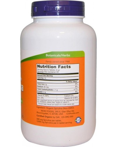 NOW Foods Spirulina 500 мг 500 таб (812069)