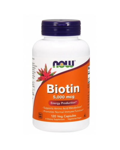 Витамин B NOW BIOTIN 5MG (5000 мкг) 120 веган капс (813139)