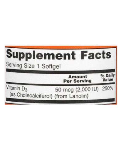 Витамины и минералы NOW Foods Vitamin D3 2000 ME - 240 софт гель(814571)