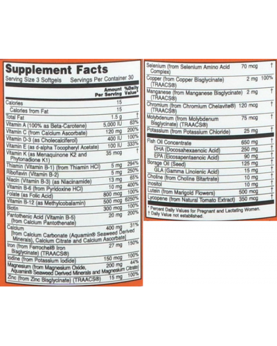 Витамины и менералы NOW Foods Prenatal multi with DHA - 90 софт гель(814617)