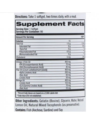 Пищевые добавки Natrol Omega 3-6-9 Cmplx 55% - 90 софт гель (814814)