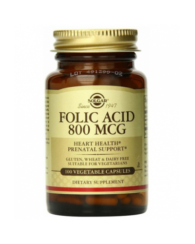 Добавки для сердца и сосудов Solgar Folic Acid 800 мкг - 100 таб (815749)