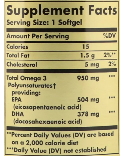 Омега жиры Solgar Omega-3 950 мг 100 софт капс (815765)