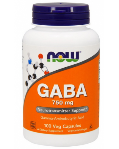 Аминокислоты NOW Foods GABA 750 мг - 100 веган капс (815928)