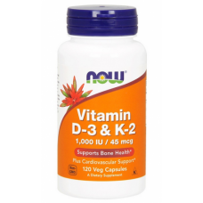 Витамины NOW Foods Vitamin D3 & K-2 1000 МЕ/45 мкг - 120 веган капс (815929)