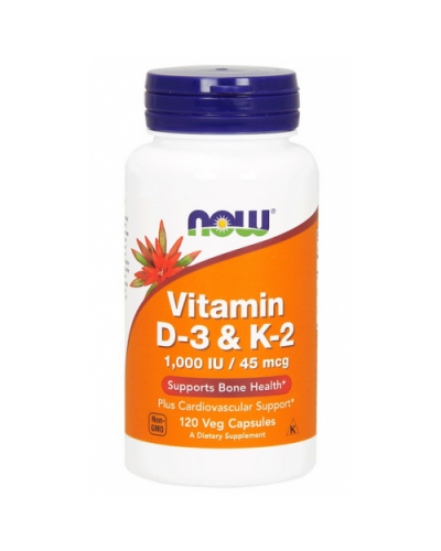 Витамины NOW Foods Vitamin D3 & K-2 1000 МЕ/45 мкг - 120 веган капс (815929)