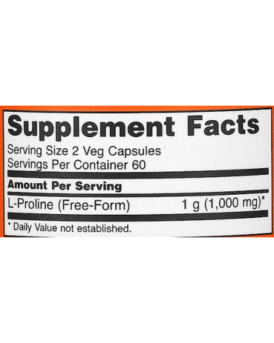 Аминокислоты NOW Foods L-Proline 500 мг - 120 веган капс (816373)