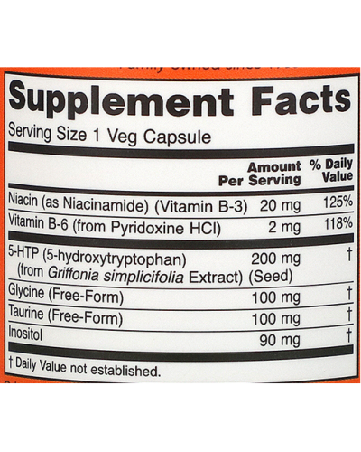 Аминокислота NOW Foods 5-HTP 200 мг 60 веган капс (816402)