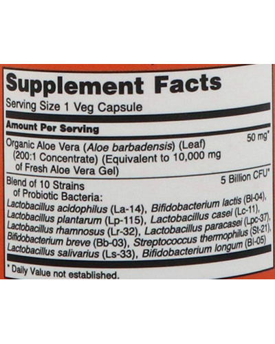 Пробиотики NOW Foods Aloe 10,000 & Probiotics - 60 веган капс (816418)