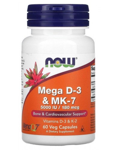Витамины NOW Foods Mega D-3 & MK-7 - 60 веган капс (817197)