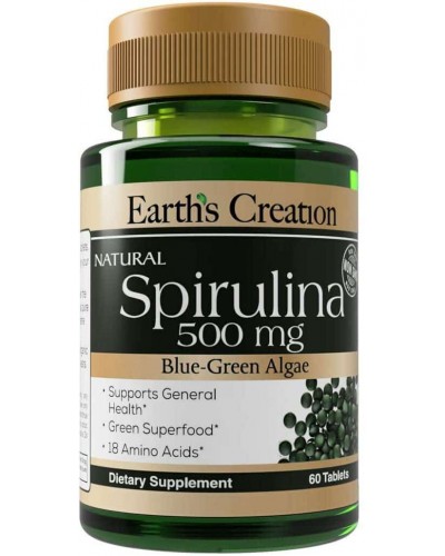 Специальная добавка Earths Creation Spirulina 500 mg - 60 таб (817513)