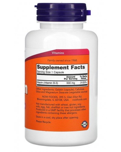 Витамины NOW Foods Niacin 500 mg - 100 капс (817662)