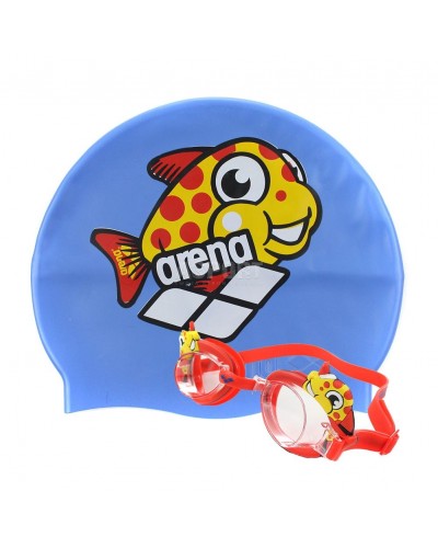 Комплект: очки + шапочка для плавания детские Arena Bubble Set /92295-20/ blue-red