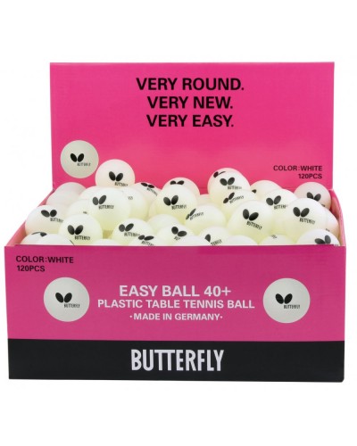 Мячи Butterfly Easy Ball 40+ (120 шт.), белые