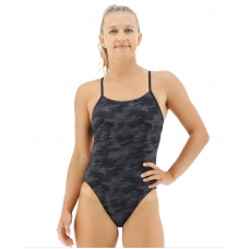 Суцільний жіночий купальник TYR Women's Blackout Camo Cutoutfit, Black