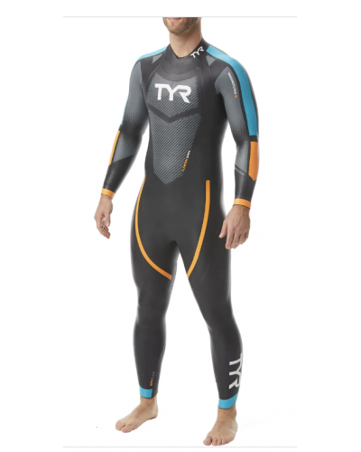 Гідрокостюм чоловічий TYR Men’s Hurricane Wetsuit Cat 2, Black/Blue/Orange