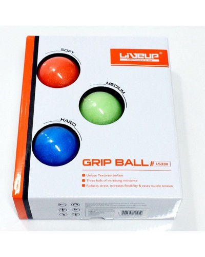 Набор мячиков-тренажеров для кисти, 3 шт. LiveUp Grip Ball (LS3311)