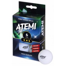 Мячики для настольного тенниса Atemi 3* 6 шт., белые (NTTB3*6)