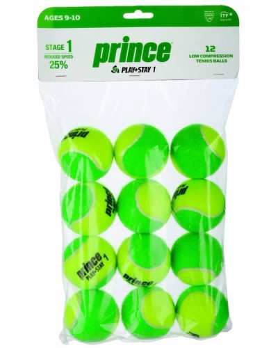 Мячи для тенниса Prince Play & Stay Stage 1, 12 шт
