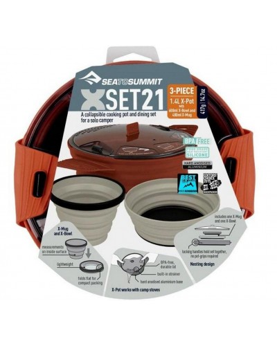 Набор посуды Sea to Summit X-Set 21 Rust Pot, Sand Bowl, Sand Mug (STS AXSET21RU)