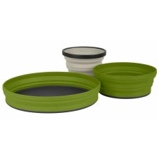 Набор посуды Sea to Summit X-Set 3 Black Pouch, Olive Plate, Olive Bowl, Sand Mug (STS AXSET3OL)