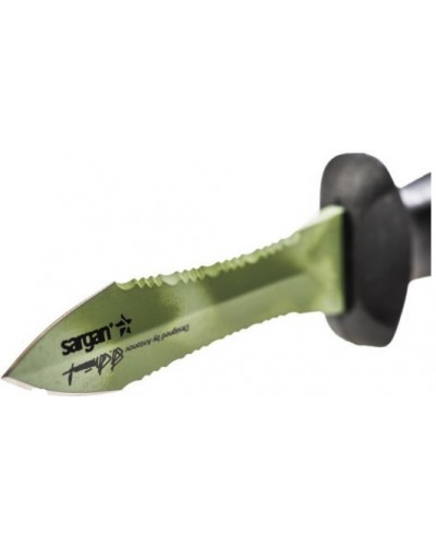 Нож Sargan Тургояк-Стропорез mini покрытие зеленый камуфляж (SUB/9/MINI/CAMOGREEN)