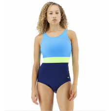 Суцільний жіночий купальник TYR Women's Splice Belted Controlfit, Blue/Multi