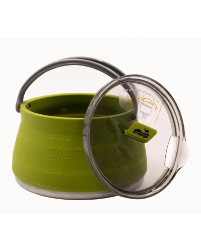 Чайник силиконовый с металическим дном Tramp 1л (TRC-125-olive)