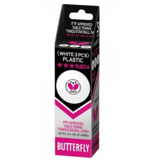 М'ячі Butterfly 3* R40+ Plastic (3 шт, білий) (bbr3)