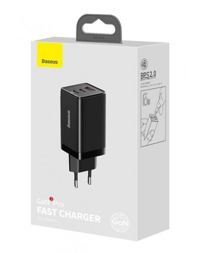 Настінний зарядний пристрій Baseus GaN3 Pro, 2xUSB-C + USB, 65 Вт