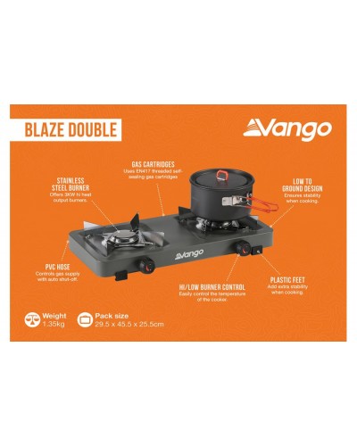 Портативна газова плитка Vango Blaze Double Grey (ACPBLAZE G10A81)