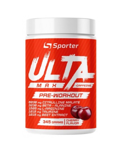 Предтрен Ulta Max Pre-Workout + сaffeine - 350 г - вишня