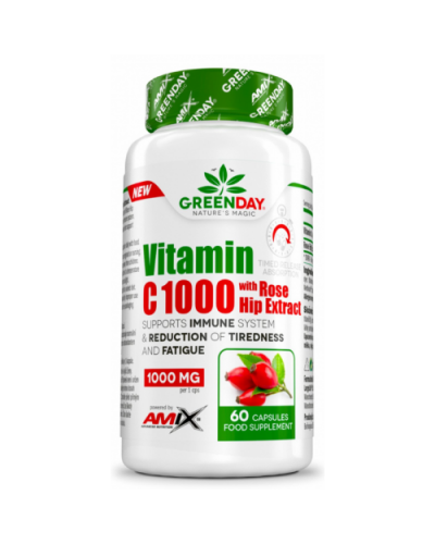 GreenDay ProVegan Vitamin C 1000mg with RoseHip - 60 веган капс