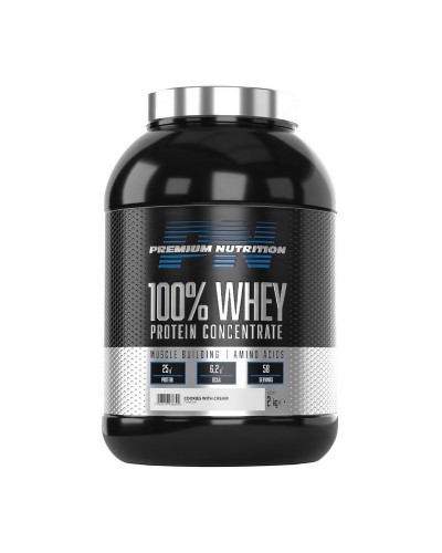 Premium Nutrition 100% Whey Protein Concentrate (2 kg, cookies with cream)