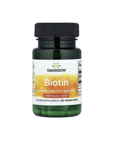 Swanson Biotin 5,000 mcg (30 veg caps)