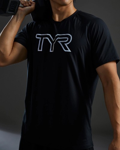 Футболка чоловіча з короткими рукавами TYR Men's ClimaDry Big Logo Tech Tee - Solid (MPTRSL3A-001)