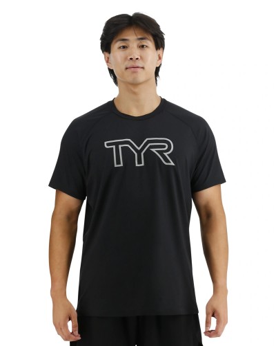 Футболка чоловіча з короткими рукавами TYR Men's ClimaDry Big Logo Tech Tee - Solid (MPTRSL3A-001)