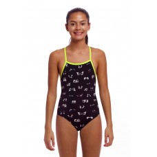 Дитячий спортивний купальник Funkita Girl's Tie Me Tight One Piece Eye Spy (FKS036G72157) розмір 10 чорні з очами