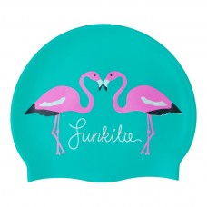 Шапочка для плавання Funkita Silicone Swimming Cap Go Flamingo! (FS997230400) блакитна з фламінго